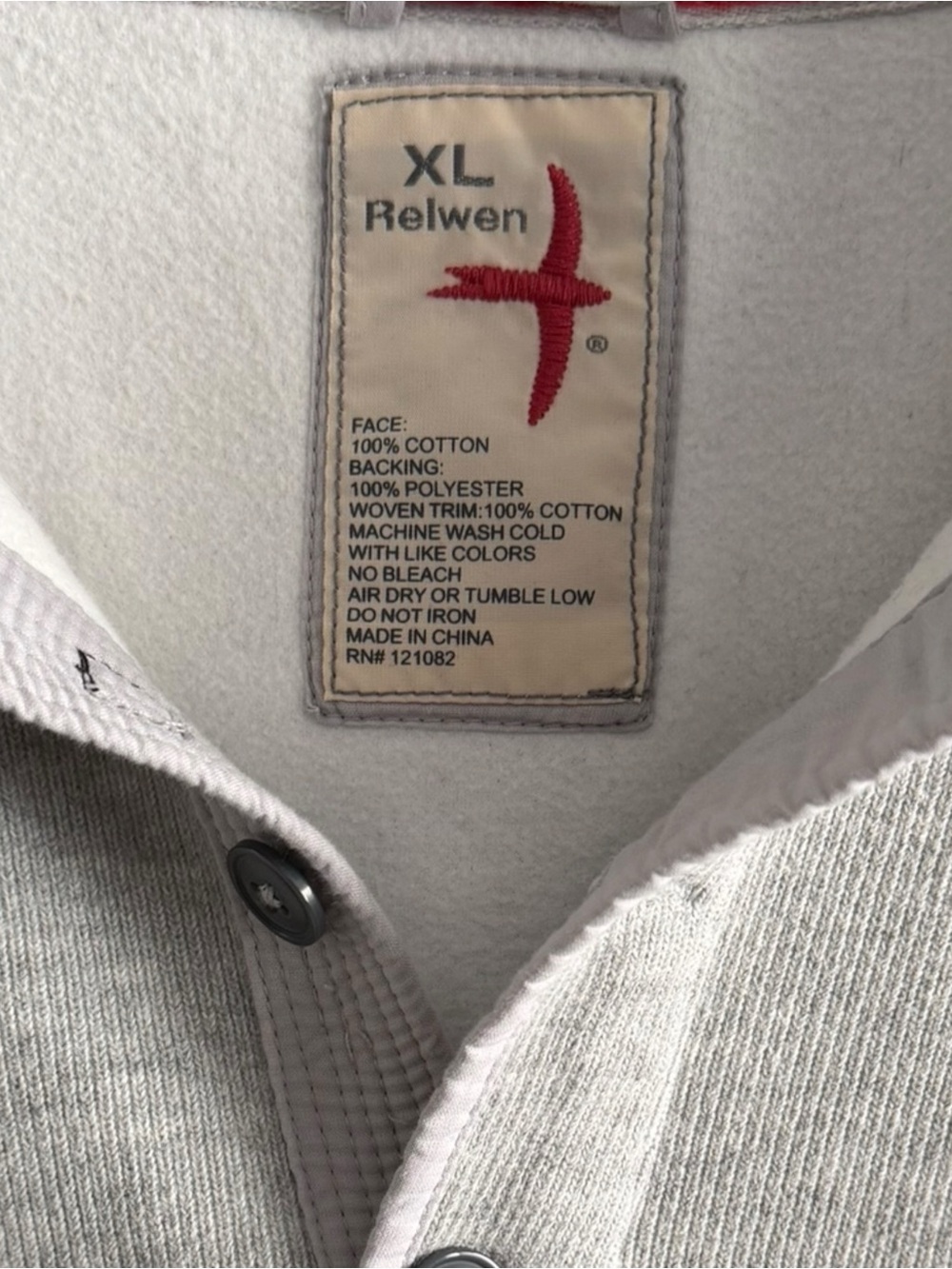 Relwen Gray Mock Neck Button Henley Pullover Sweatshirt XL - Picture 4 of 5
